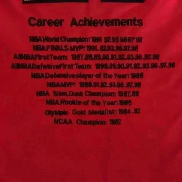 Michael Jordan red  23 Jersey Career Acheivements and signature msrp $1,499 nwt - Picture 6 of 7